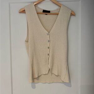 Cream Sleeveless Knit Top